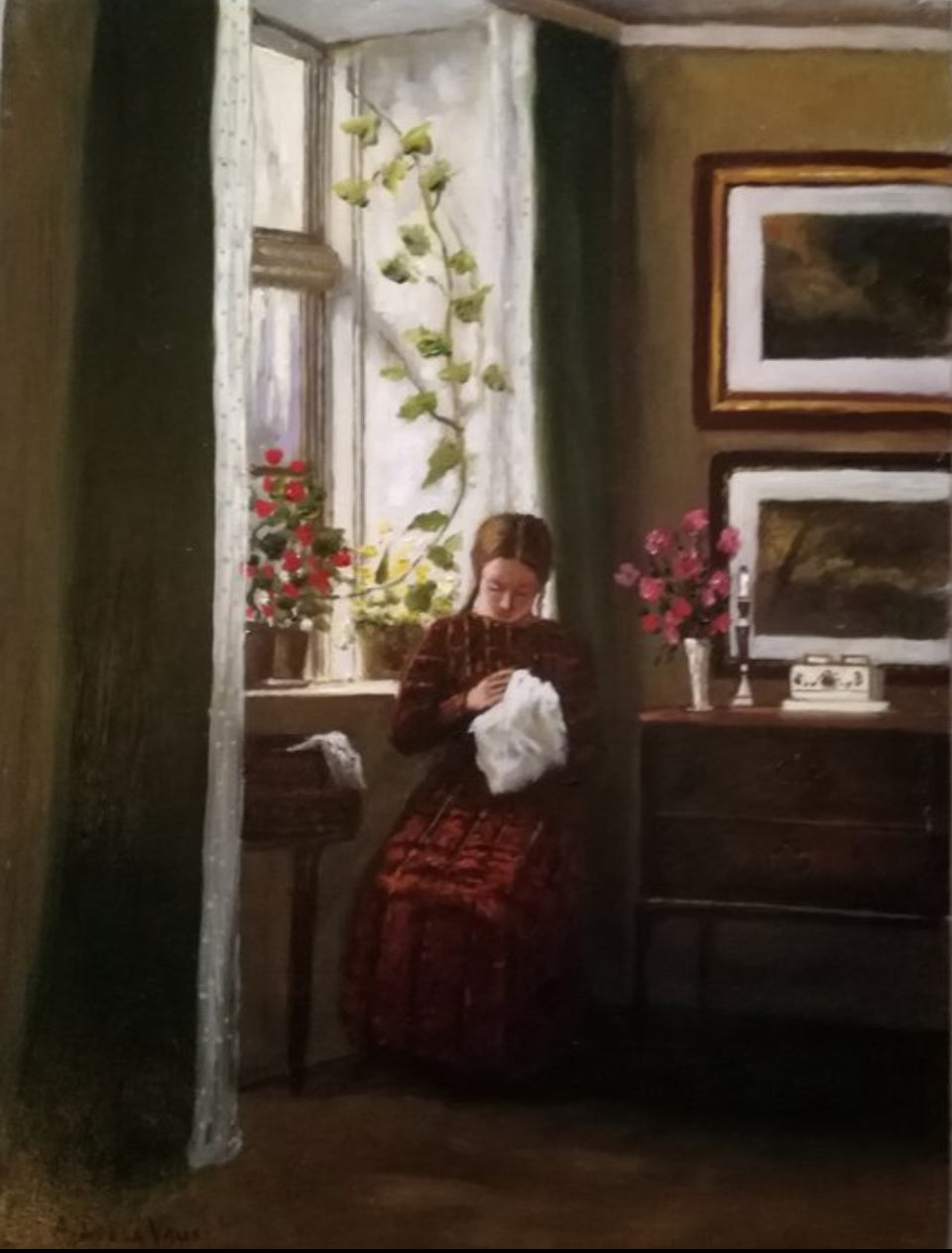 Da Carl Vilhelm Holsøe - Dama che recama (interno)